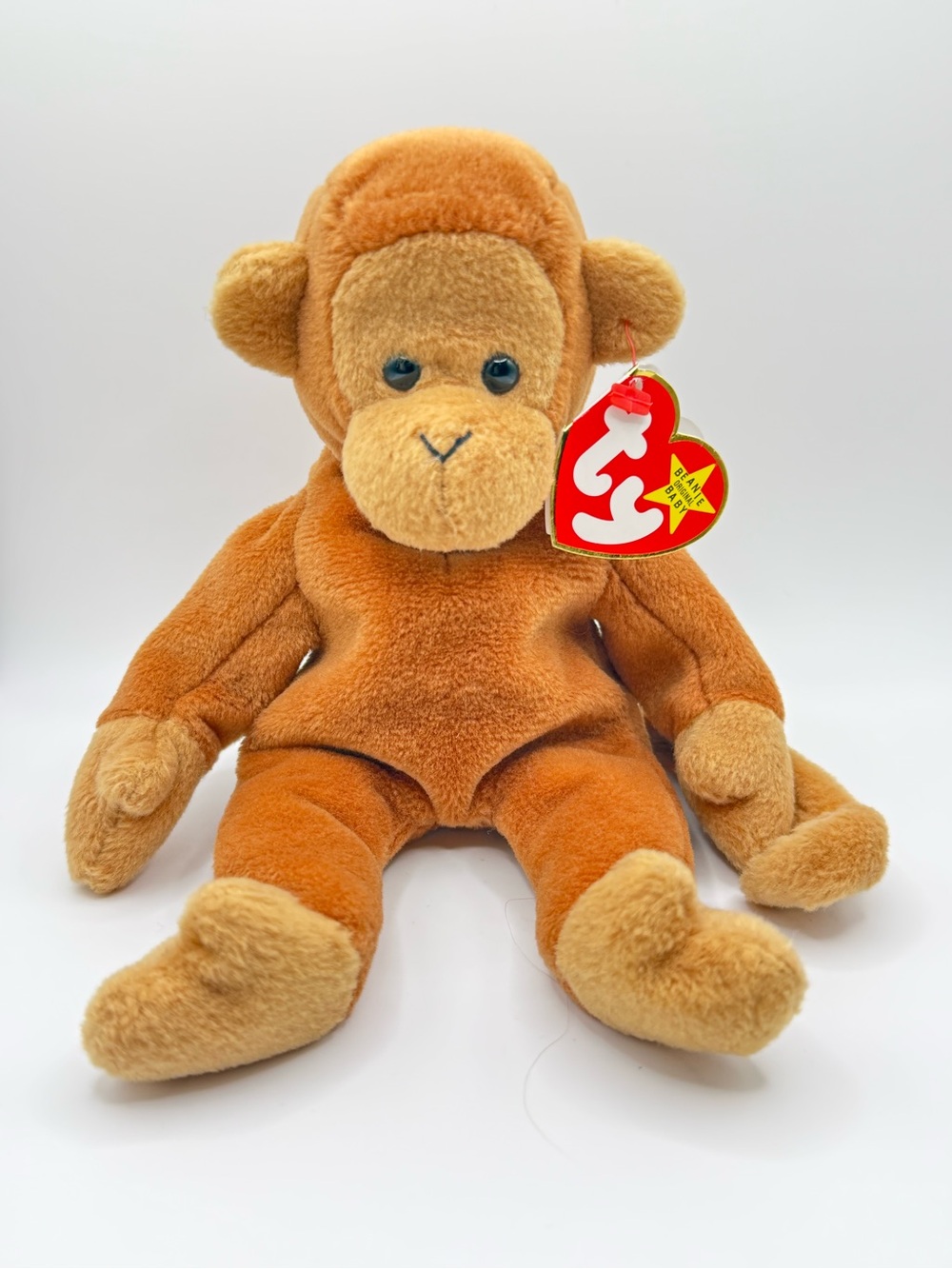 Vintage 1995 Ty Beanie Baby Bongo Monkey Brown Tail 4th Gen PVC 4067